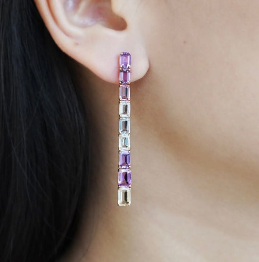 18K Yellow Gold Sapphire Drop Earrings