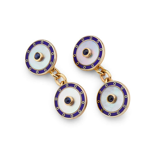 Mother-of-Pearl & Sapphire Cufflinks