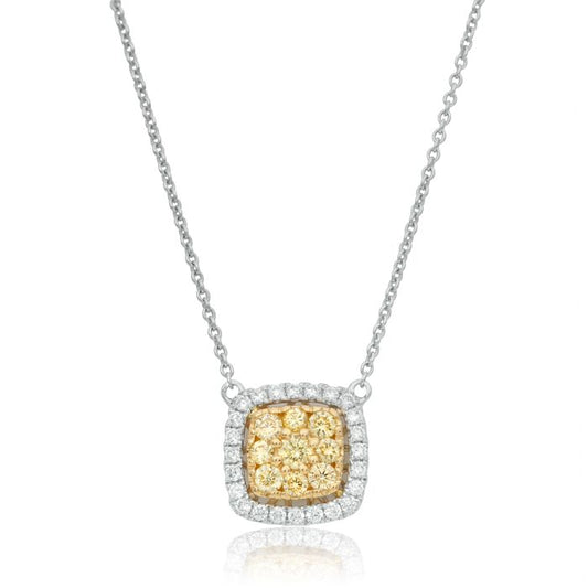 Square Diamond Cluster Necklace