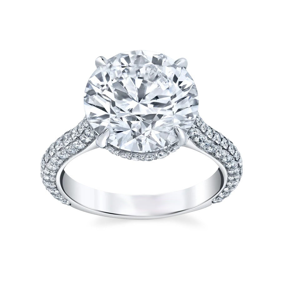 Platinum 3 Sided Shank Round Diamond Ring
