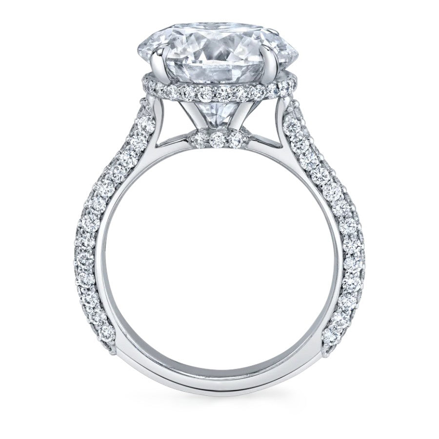 Platinum 3 Sided Shank Round Diamond Ring