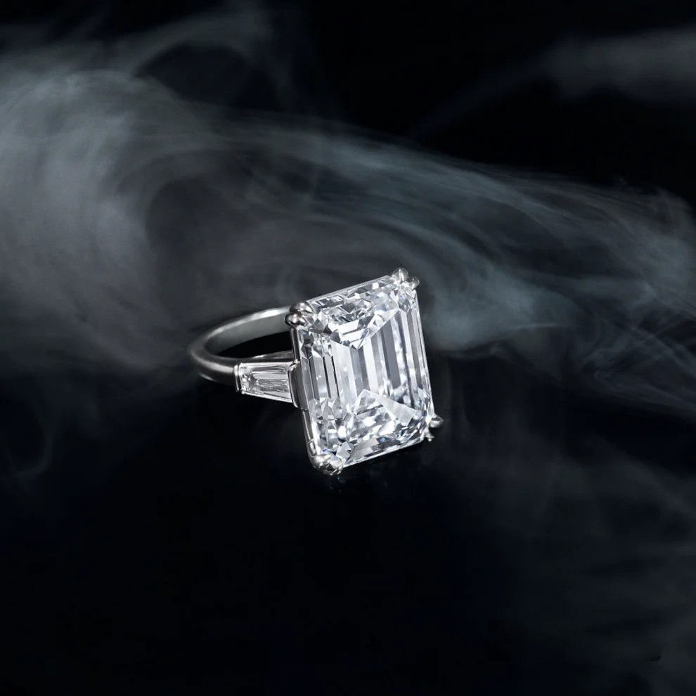 8.43 Carat Platinum Emerald-Cut Diamond Ring