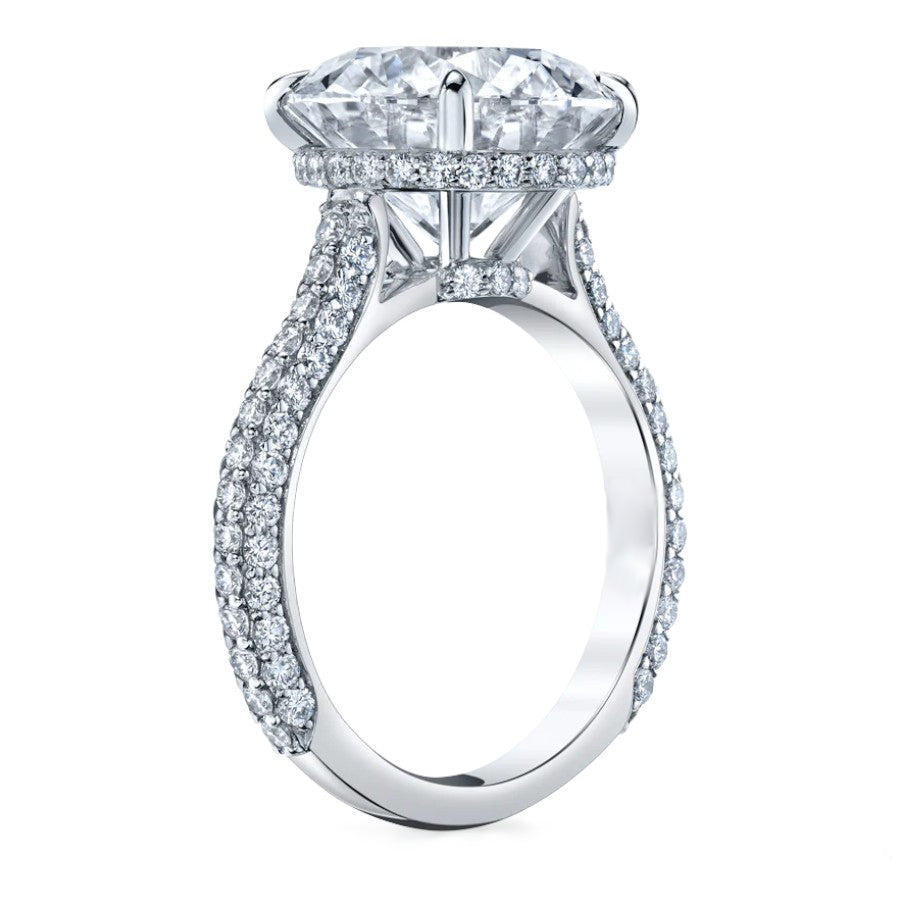 Platinum 3 Sided Shank Round Diamond Ring