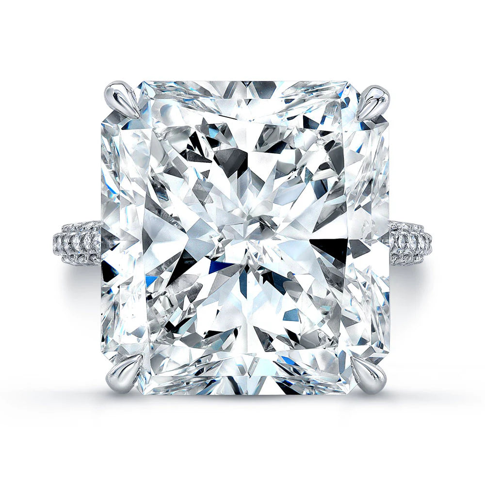 20.21 Carat Platinum Radiant-Cut Pavé Diamond Ring