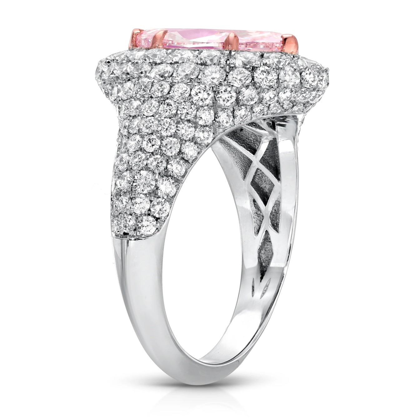 Pink Marquise Diamond Ring in 18K White and Rose Gold