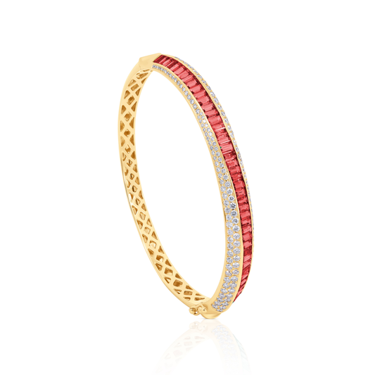 14K Yellow Gold Ruby and Diamond Bangle