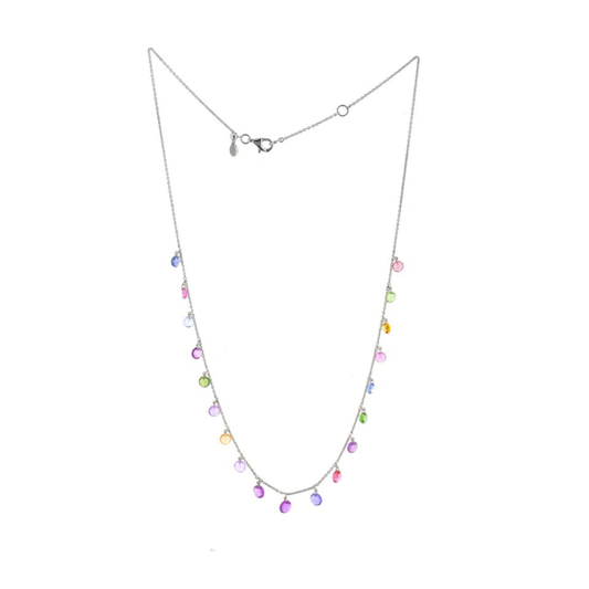 18K White Gold Multi-Sapphire Necklace