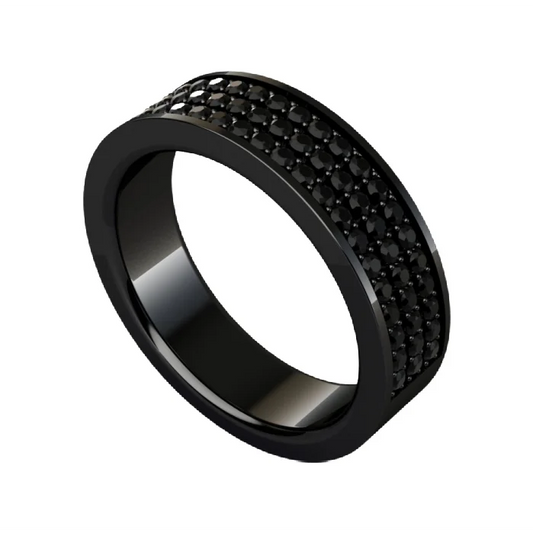 Black Pave Diamond Band - Mens Ring