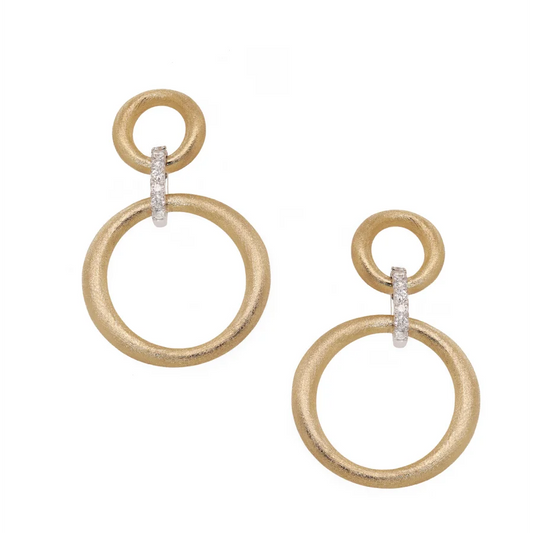 Brushed Gold Circle Dangle Earrings