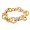 Brushed Round Link Yellow Gold and Diamond Bracelet