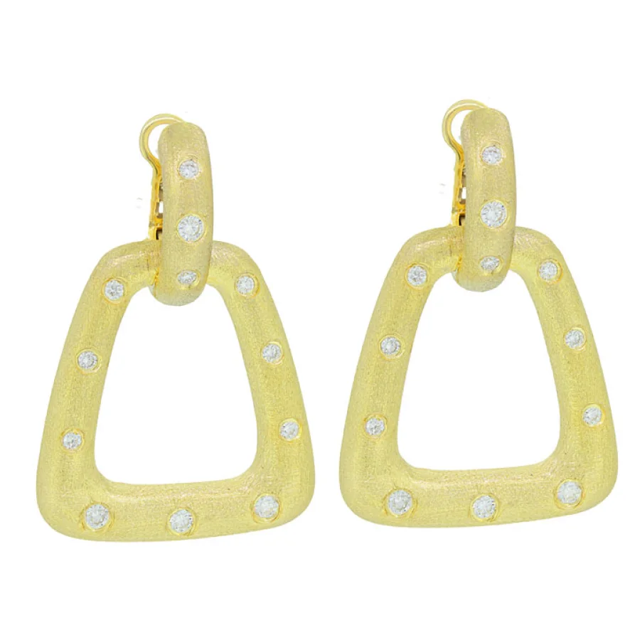 Brushed Yellow Gold Geometric Earrings