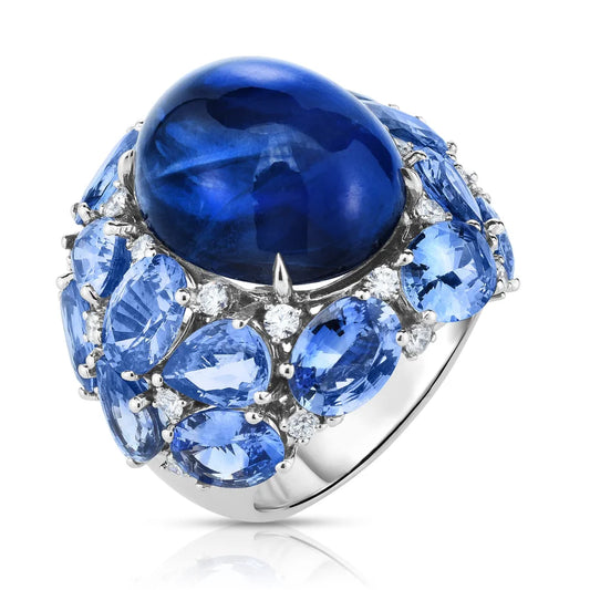 Ceylon Sapphire and Diamond Cocktail Ring - women’s ring