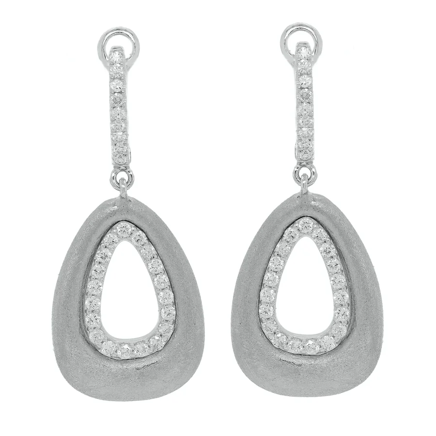 Diamond Drop Earrings in 14K White Gold
