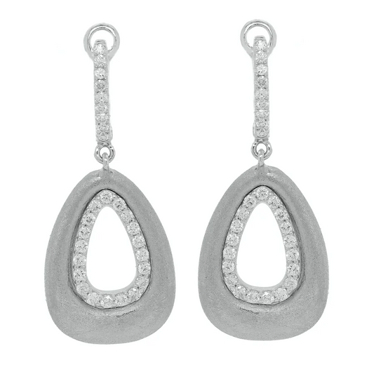 Diamond Drop Earrings in 14K White Gold