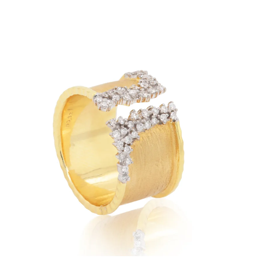 Diamond Encrusted Edge Open Ring