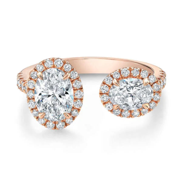 Double Oval Fashion Diamond Ring in 18K Rose Gold - women’s