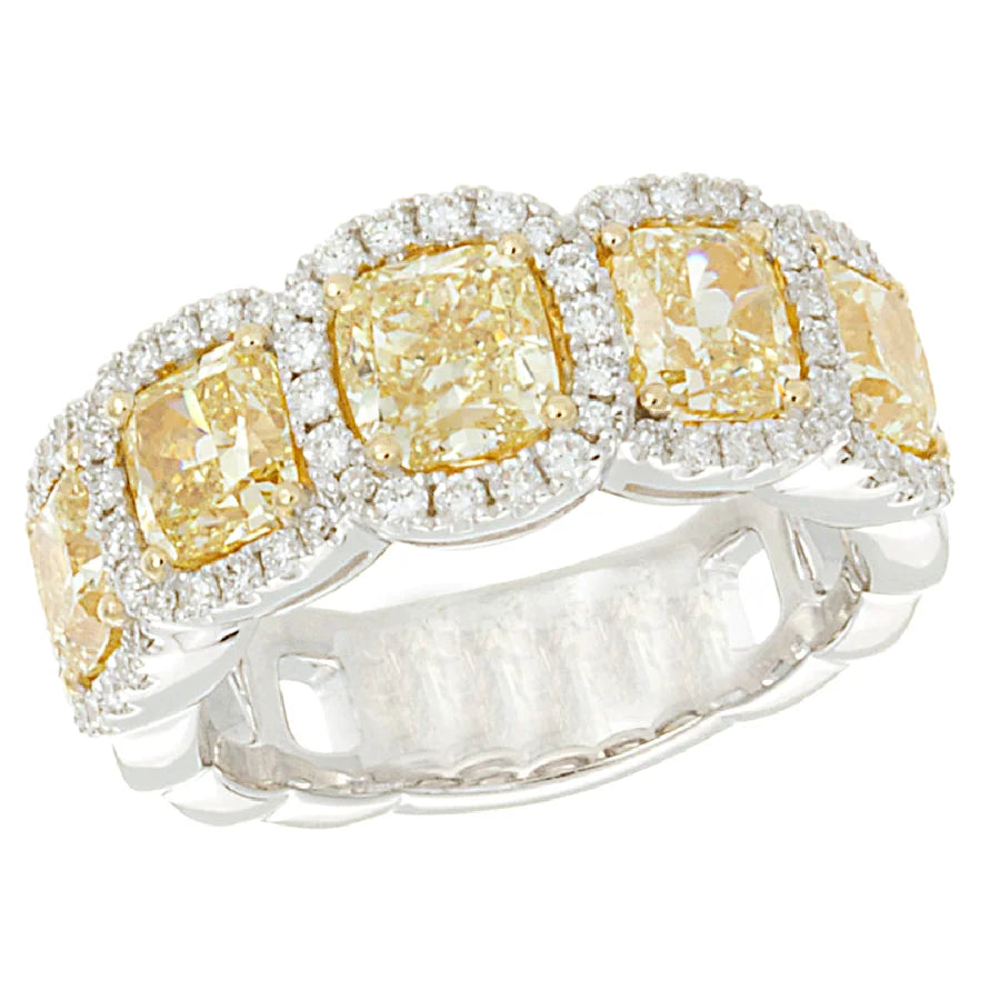 Fancy Vivid Yellow Two Tone Diamond Ring - women’s ring