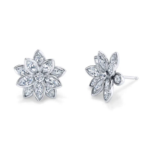 Flower Marquis Diamond Studs - Womens earrings