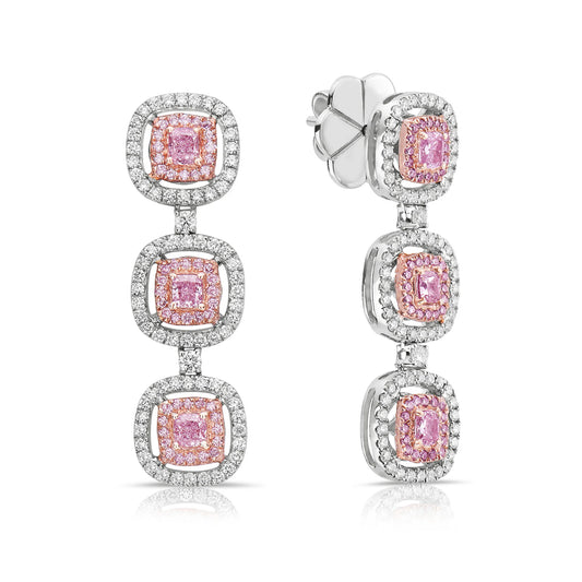 PINK DIAMOND DROP HALO EARRINGS