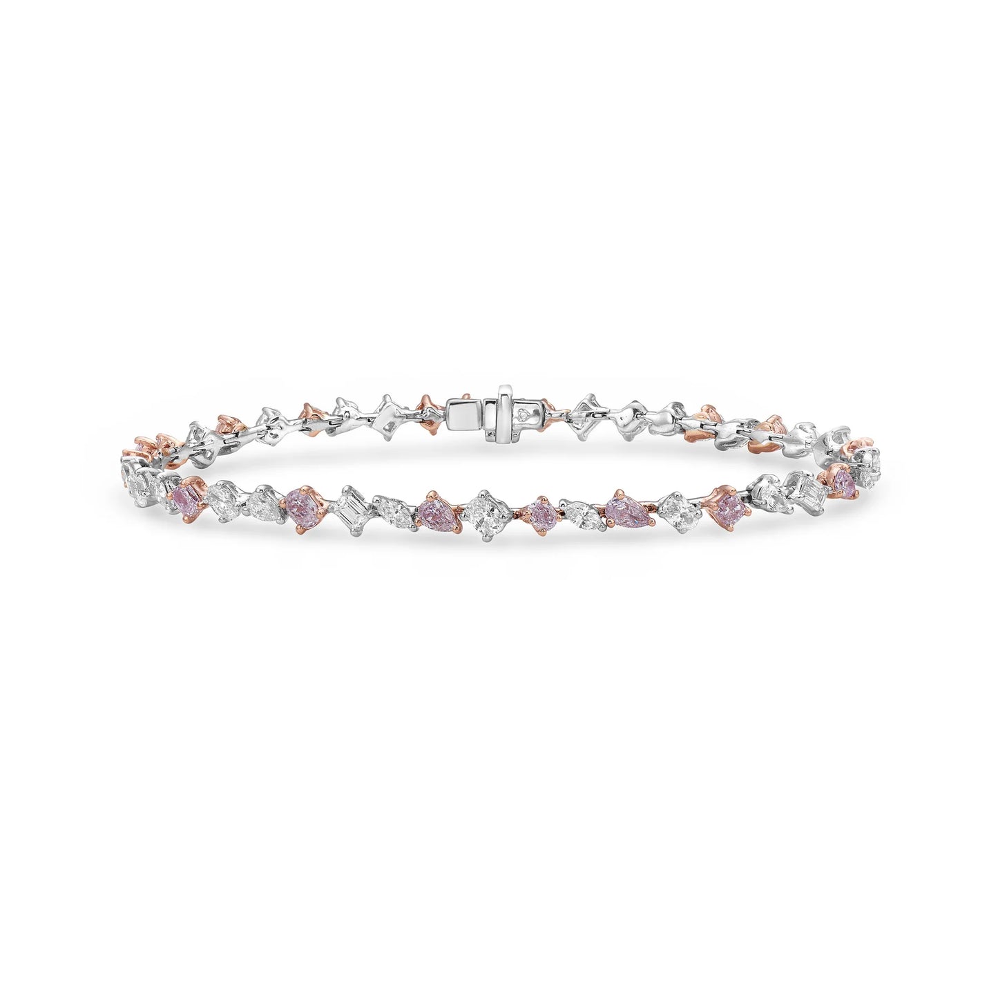 3.87 CARAT PINK & WHITE MULTI-SHAPE DIAMOND BRACELET