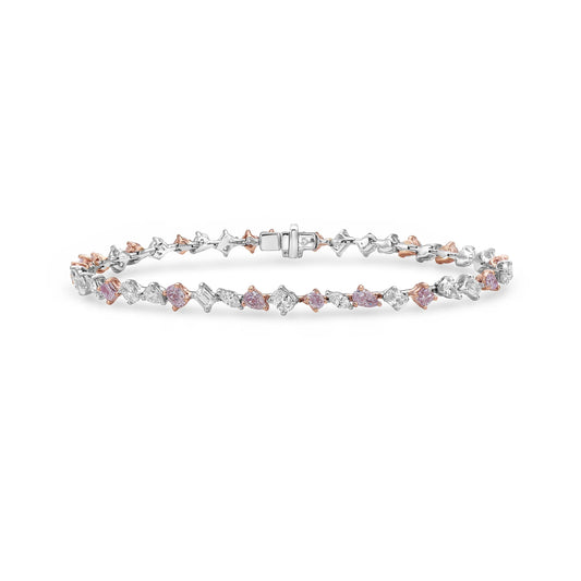 3.87 CARAT PINK & WHITE MULTI-SHAPE DIAMOND BRACELET