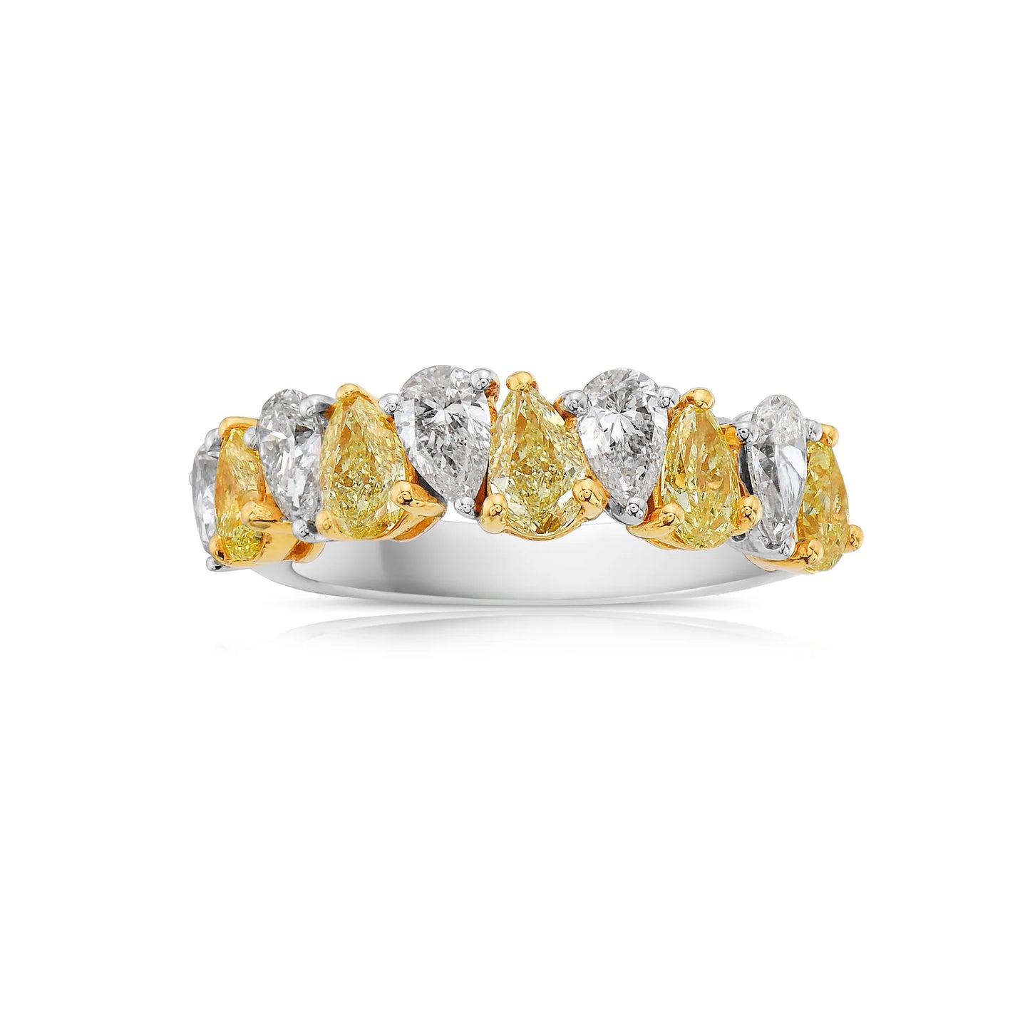 2.23CT YELLOW & WHITE PEAR DIAMOND ALTERNATING HALFWAY BAND