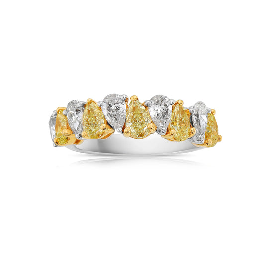 2.23CT YELLOW & WHITE PEAR DIAMOND ALTERNATING HALFWAY BAND