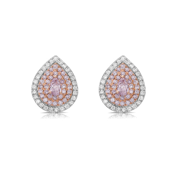 0.81CT PEAR PINK DIAMOND EARRINGS