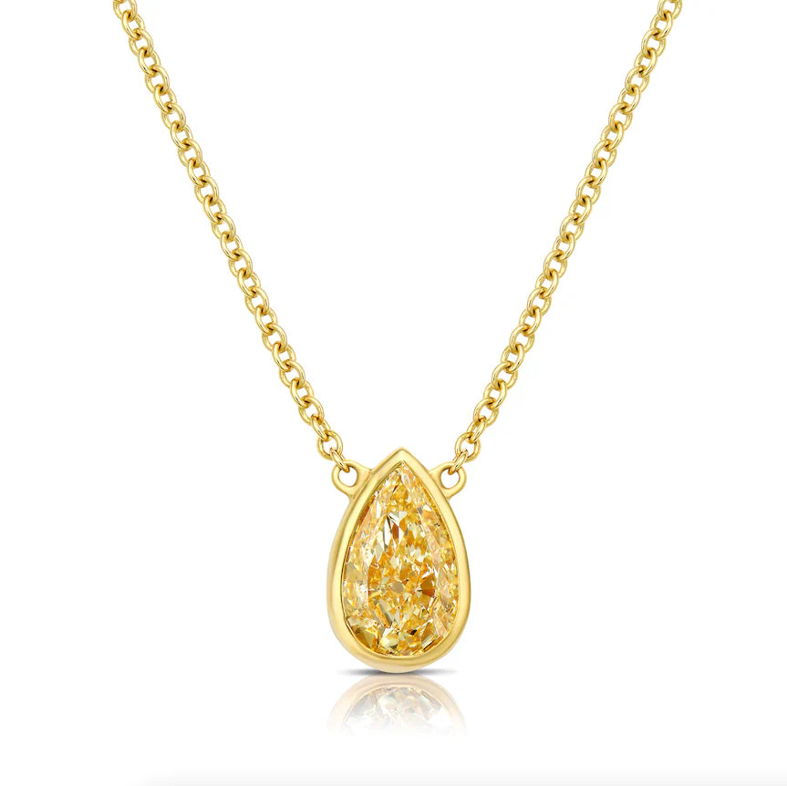 2.14CT YELLOW PEAR BEZEL PENDANT