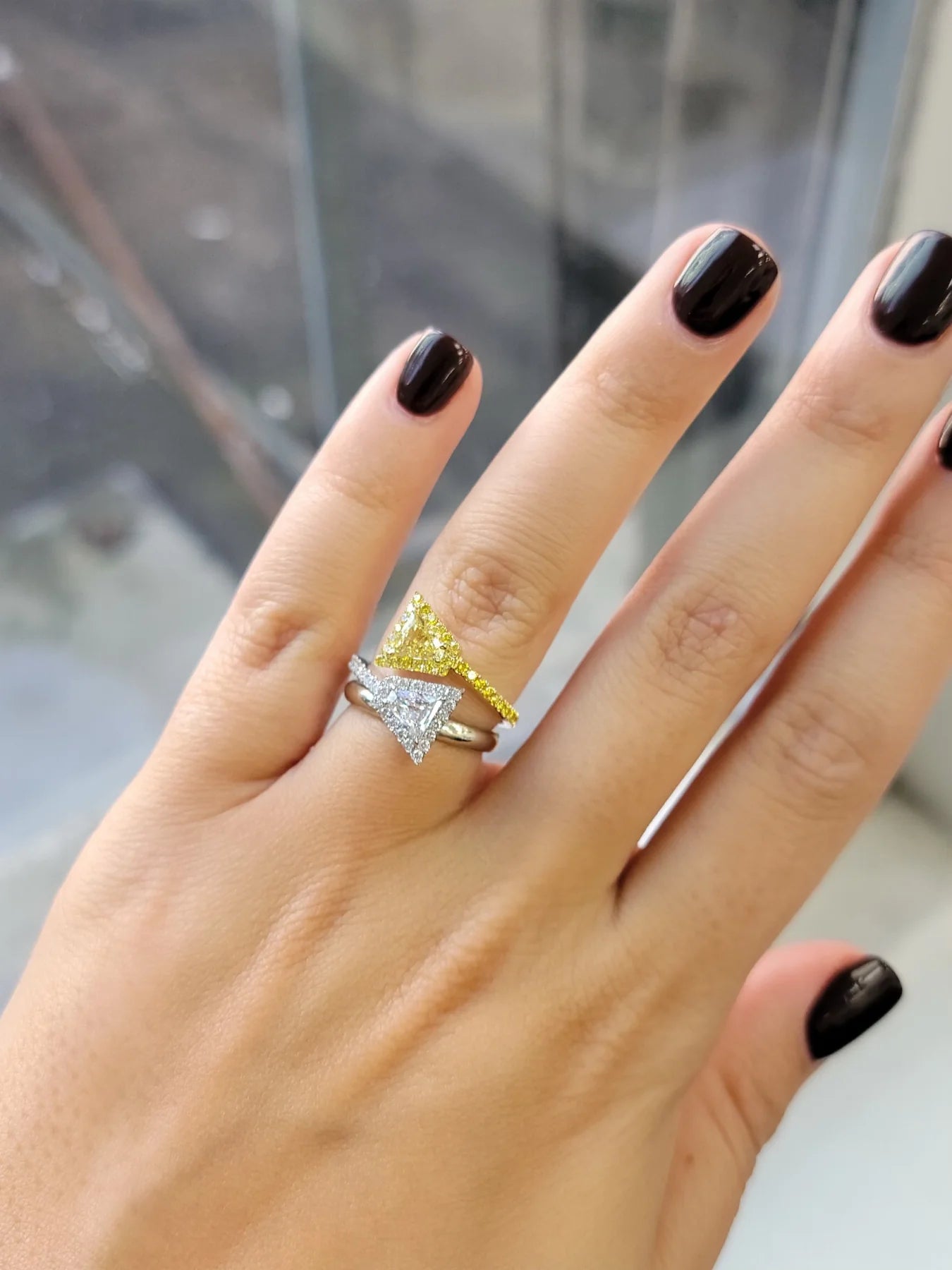 TOI ET MOI SHIELD YELLOW & WHITE DIAMOND RING