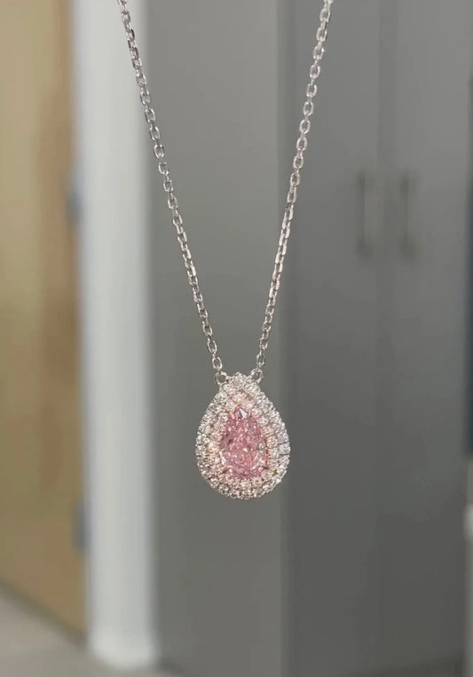 0.76CT PINK PEAR SHAPE PENDANT