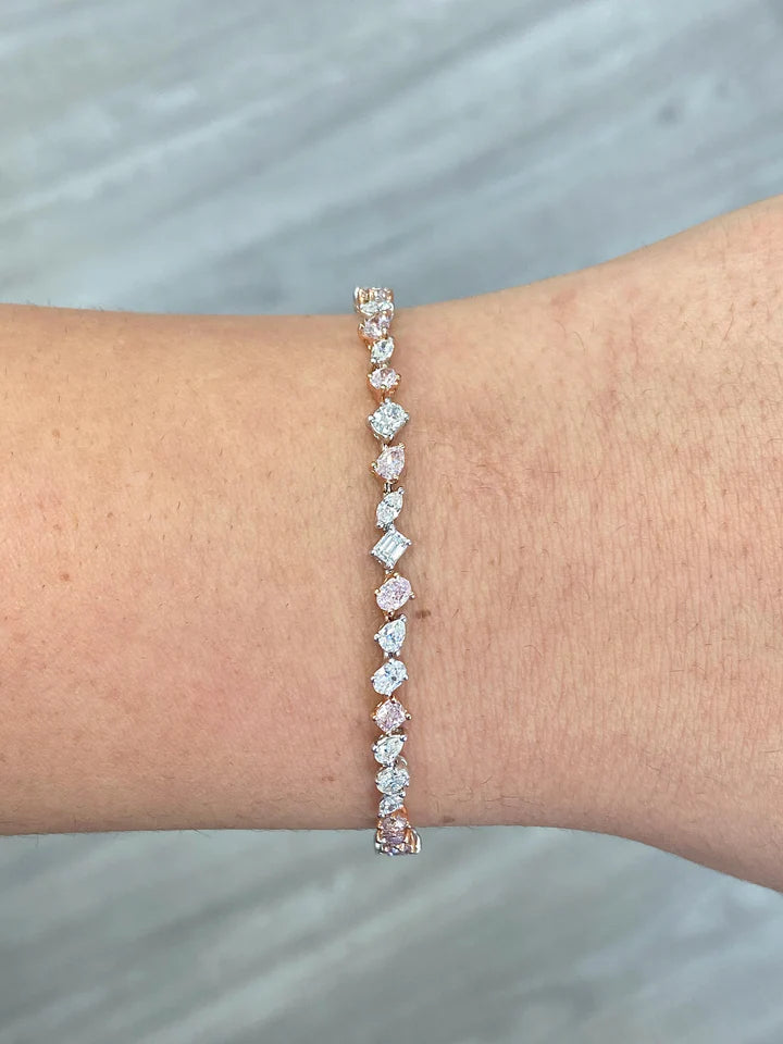 3.87 CARAT PINK & WHITE MULTI-SHAPE DIAMOND BRACELET