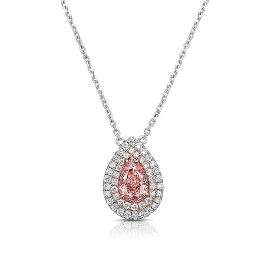 0.76CT PINK PEAR SHAPE PENDANT