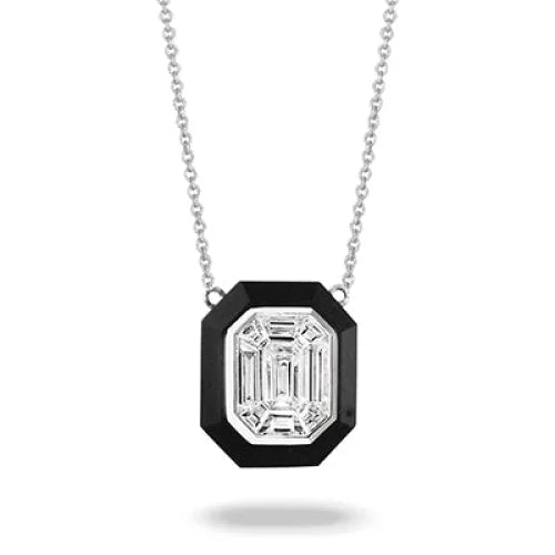 Mondrian 18K White Gold Invisible Set Diamond Necklace -