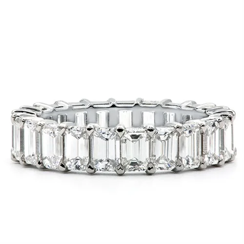 Platinum Emerald Cut Diamond Eternity Band - women’s ring