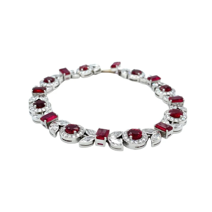 Platinum Empress Red Ruby and Diamond Bracelet - women’s