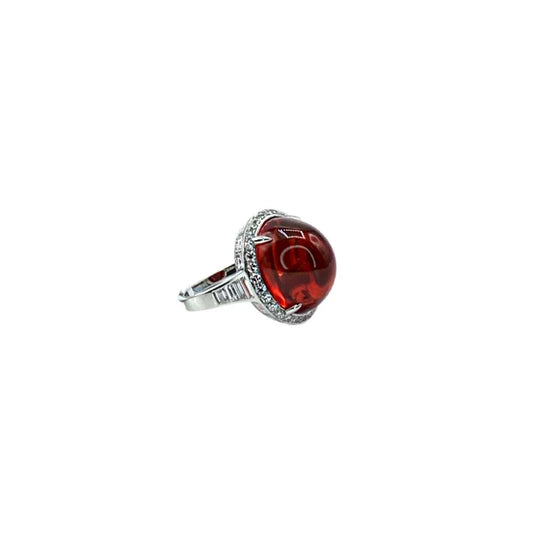 Platinum Fire Opal And Diamond Ring - women’s ring