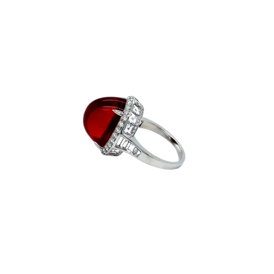 Platinum Fire Opal And Diamond Ring - women’s ring