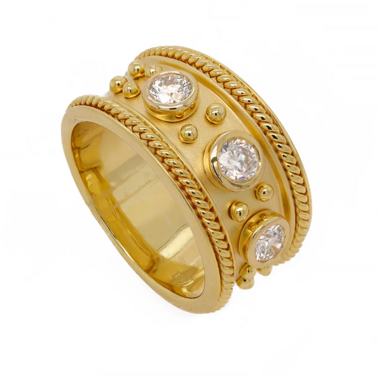 Rope Edge and Bezel Diamond Ring