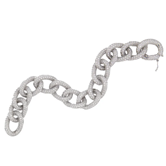 Triple Pave Oval Chain Bracelet