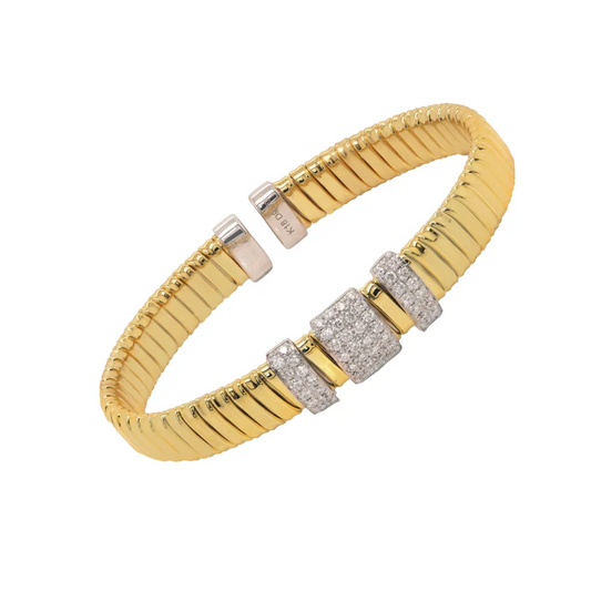 Two-Tone Diamond Ribbed Bracelet