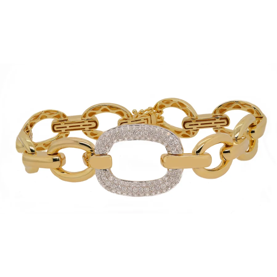Two-Tone Triple Pave Oval Chain Bracelet