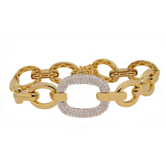 Two-Tone Triple Pave Oval Chain Bracelet