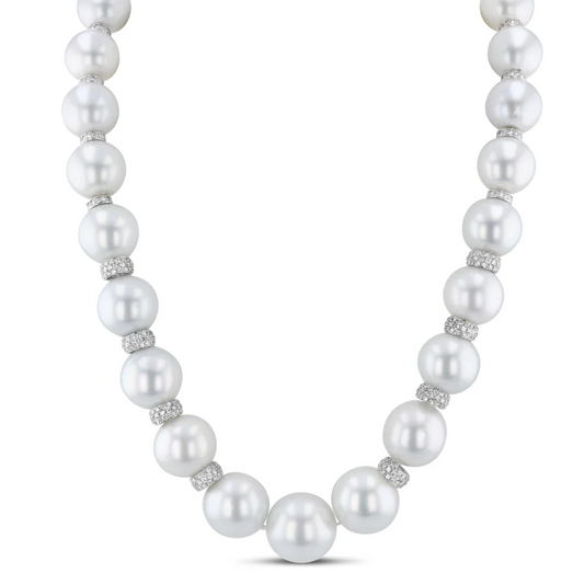 White South Sea Pearl and Diamond Necklace - womens necklace