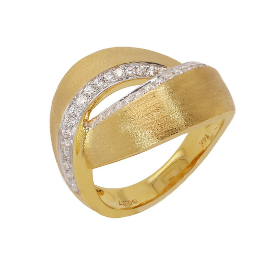 Yellow Gold and Diamond Crossover Ring