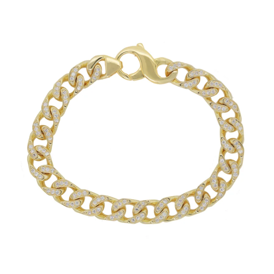 Yellow Gold Diamond Cuban Chain Bracelet