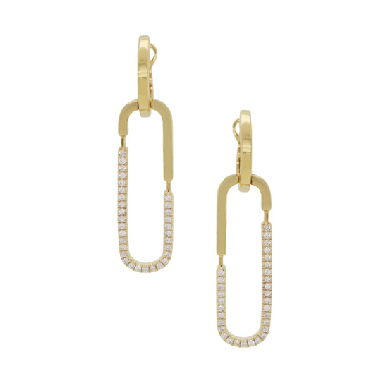 Yellow Gold Diamond Paperclip Earrings